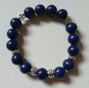 Natural Blue Pencil Stone with Silver Accents